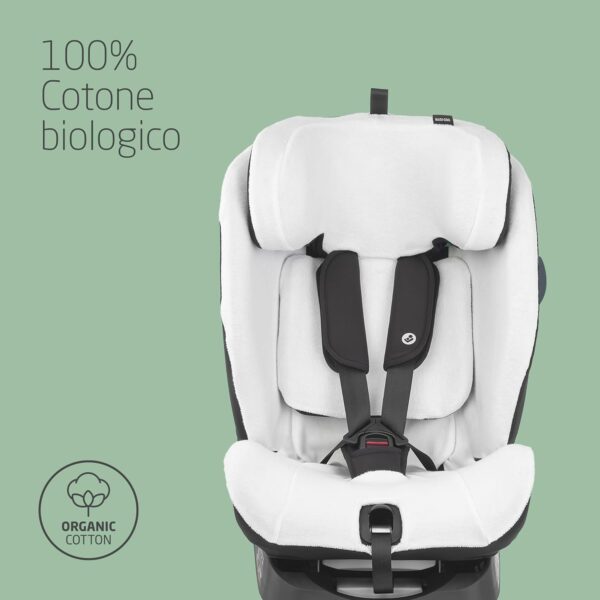 Maxi-Cosi Seggiolino Auto in cotone organico per Titan S i-Size & Titan S Comfort,Copri seggiolino per bambini,Morbido, Materiale traspirante che assorbe l'umidità,Lavabile in lavatrice, Natural White