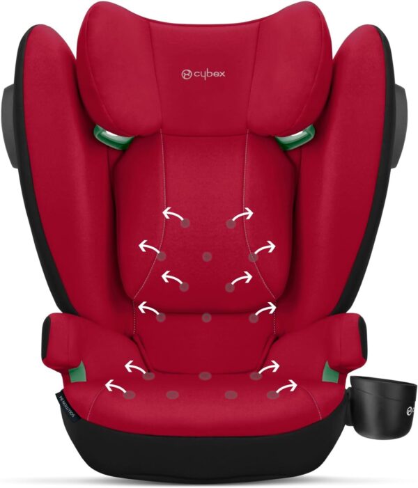 CYBEX Silver Seggiolino Auto per Bambini Solution B4 i-Fix, Incluso Porta Bevande, Per Auto Con e Senza ISOFIX, Per Bambini da circa 3 a 12 Anni (100 - 150 cm), Da 15 a 50 kg circa, Dynamic Red