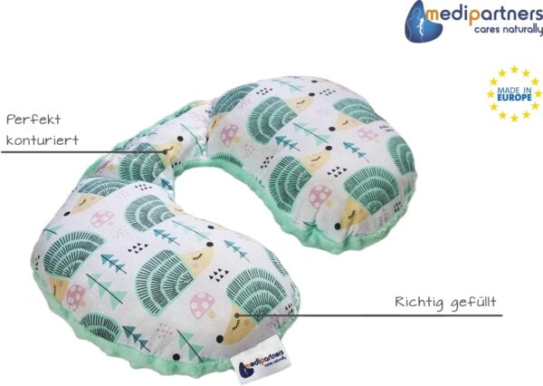 Medi Partners Cuscino cervicale per bambini 100% Cotone/Minky Cuscinetti cervicale per auto per il collo del sonno da Viaggio in Auto Passeggino (Ricci con menta Minky)