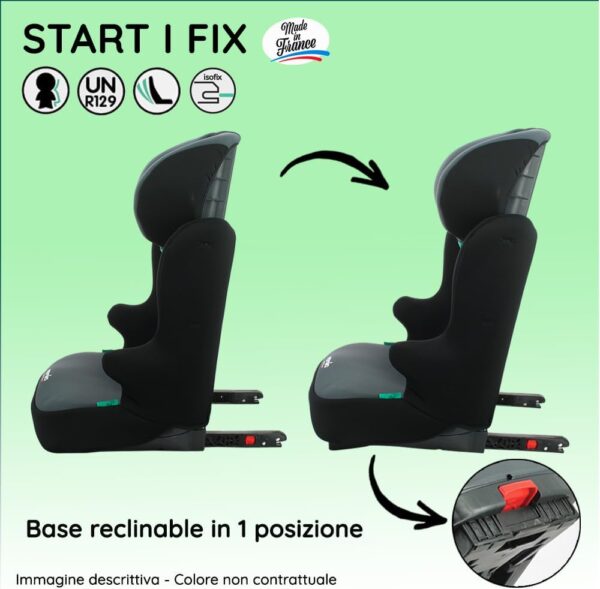 Nania - START I FIX 106-140 cm R129 Seggiolino auto i-Size con attacco isofix - Per bambini da 5 a 10 anni - Poggiatesta regolabile in altezza - Base reclinabile - Made in France (Volpe)