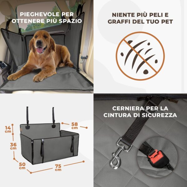 Seggiolino Auto Extra Stabile per Cani di Piccole e Medie Dimensioni - Seggiolino Cane Auto Rinforzato con 4 Cinghie di Fissaggio - Trasportino per Cani Auto Impermeabile per Sedile Posteriore