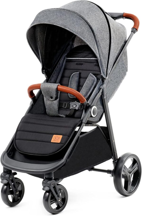 Seggiolino Auto, Seggiolone Auto per Bambini 0 Mesi - 12 Anni, Seduta Auto Bimbi & Kinderkraft GRANDE PLUS Passeggino Leggero dalla Nascita Fino 22 kg, Cappottina XL, Grigio