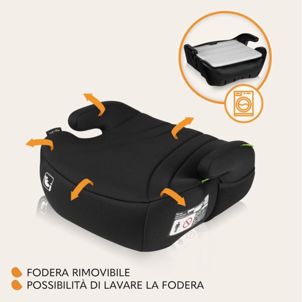 Lionelo LUUK I-Size Seggiolino rialzo auto per bambini 22-36kg 125-150cm con l'ultimissimo i-Size Standard R129, Rivestimento traspirante e lavabile, Schiuma adattiva, Car Booster con Braccioli