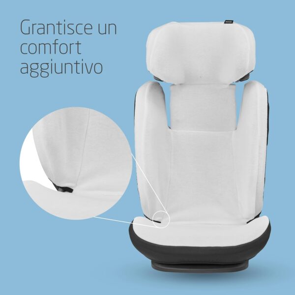 Maxi-Cosi Rodifix S I-Size Rivestimento Seggiolino Auto, Fodera Estiva in Cotone Biologico, Copriseggiolino Auto per Bambini, 100% Cotone Naturale Traspirante, Lavabile in Lavatrice, Bianco naturale