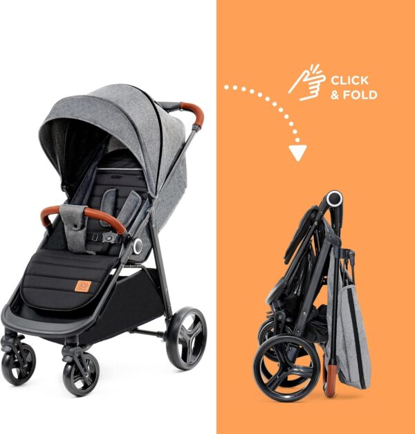 Seggiolino Auto, Seggiolone Auto per Bambini 0 Mesi - 12 Anni, Seduta Auto Bimbi & Kinderkraft GRANDE PLUS Passeggino Leggero dalla Nascita Fino 22 kg, Cappottina XL, Grigio