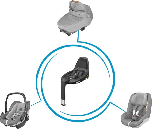 Maxi-Cosi Familyfix3 Base ISOFIX, Compatibile Con I Seggiolini Auto Coral, Pebble Plus, Pebble Pro, Pearl Pro2 e Pearl Smart I-size, Dalla Nascita Ai 4 Anni, 40-105 Cm, 0-18 kg, Black