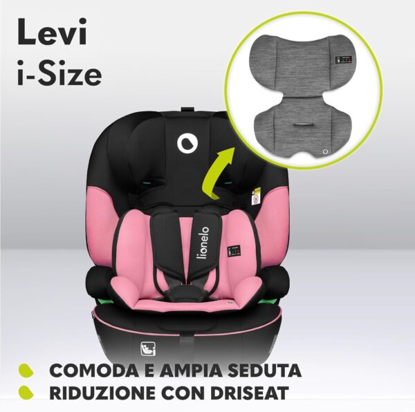 LIONELO LEVI I-SIZE Seggiolino auto per bambini 76-150 cm con l'ultima Norma i-Size R129 Gruppo 1 2 3 Protezione laterale, 10 Livelli di regolazione del poggiatesta, Braccioli, Schienale staccabile