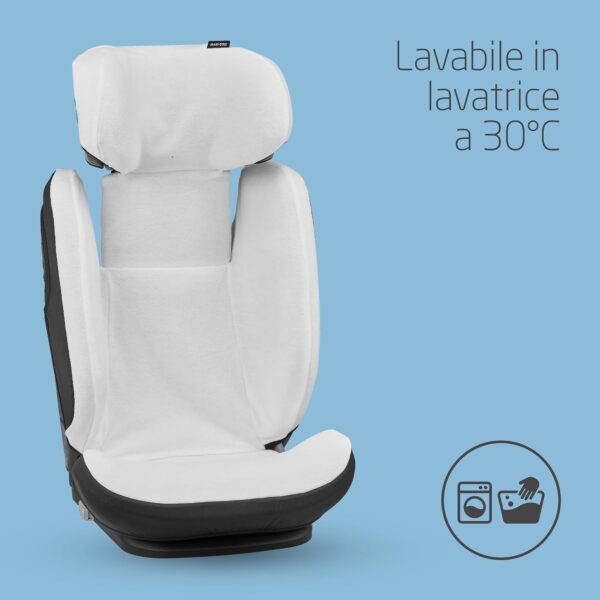 Maxi-Cosi Rodifix S I-Size Rivestimento Seggiolino Auto, Fodera Estiva in Cotone Biologico, Copriseggiolino Auto per Bambini, 100% Cotone Naturale Traspirante, Lavabile in Lavatrice, Bianco naturale