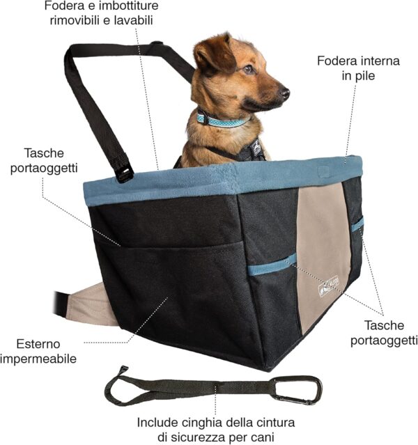 Kurgo Seggiolino Auto per Cani Rover, Trasportino Cane e Animali Domestici, Accessori per Cani, Include una Cintura Sicurezza Cani