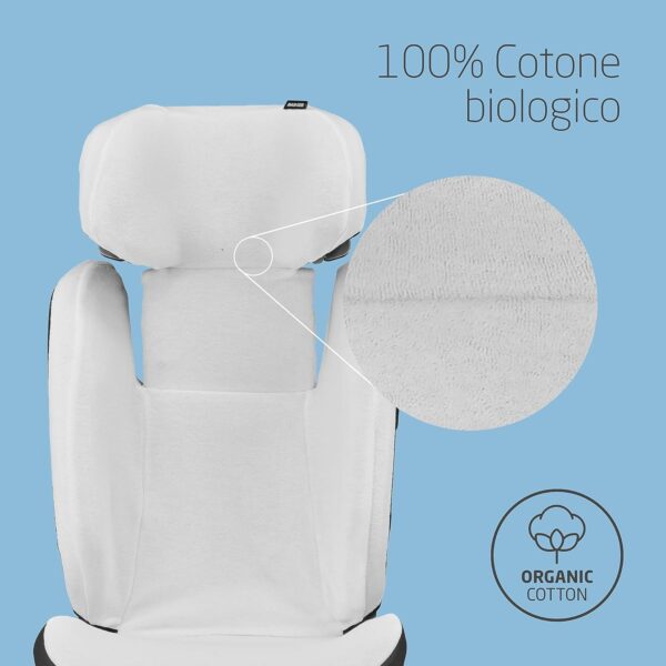 Maxi-Cosi Rodifix S I-Size Rivestimento Seggiolino Auto, Fodera Estiva in Cotone Biologico, Copriseggiolino Auto per Bambini, 100% Cotone Naturale Traspirante, Lavabile in Lavatrice, Bianco naturale