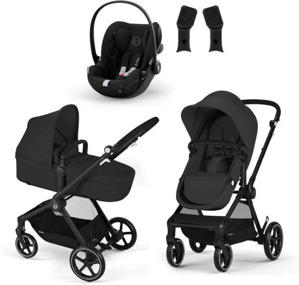 CYBEX Gold EOS Carrozzina 2 in 1, dalla nascita fino a 22 kg (circa 4 anni) inclusivo EOS Adapter e CYBEX Cloud G i-Size, Moon Black