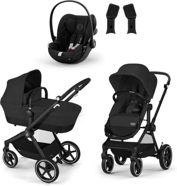 CYBEX Gold EOS Lux Carrozzina 2 in 1, dalla nascita fino a 22 kg (circa 4 anni) inclusivo EOS Adapter e CYBEX Cloud G i-Size, Moon Black