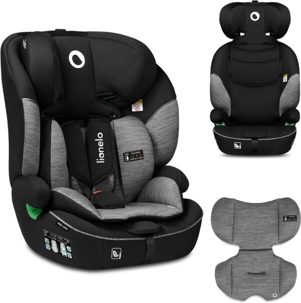 LIONELO LEVI I-SIZE Seggiolino auto per bambini 76-150 cm con l'ultima Norma i-Size R129 Gruppo 1 2 3 Protezione laterale, 10 Livelli di regolazione del poggiatesta, Braccioli, Schienale staccabile