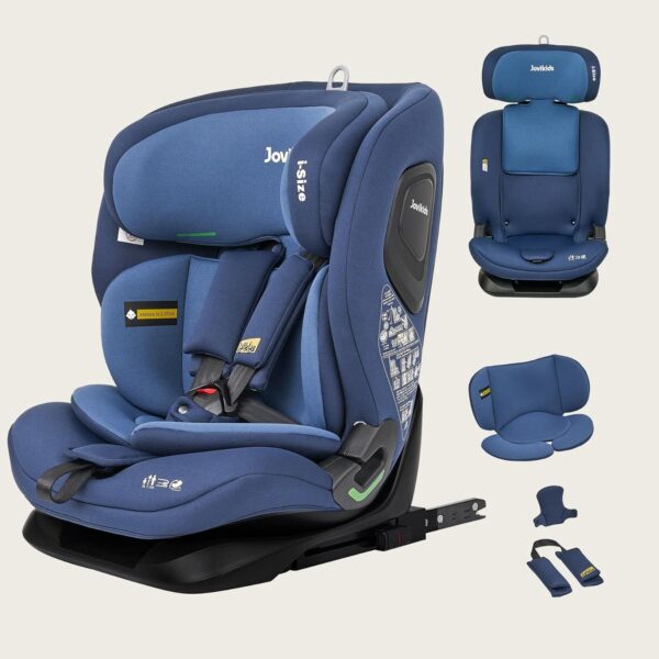 Jovikids i-Size Seggiolino Auto, 76-150cm da circa 15 mesi a 12 anni Seggiolino Isofix e Top Tether, Groupe 1/2/3 ECE R129, Reclinabile 5 posizioni