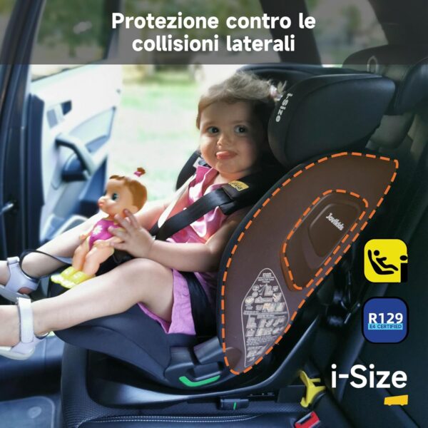 Jovikids i-Size Seggiolino Auto, 76-150cm da circa 15 mesi a 12 anni Seggiolino Isofix e Top Tether, Groupe 1/2/3 ECE R129, Reclinabile 5 posizioni