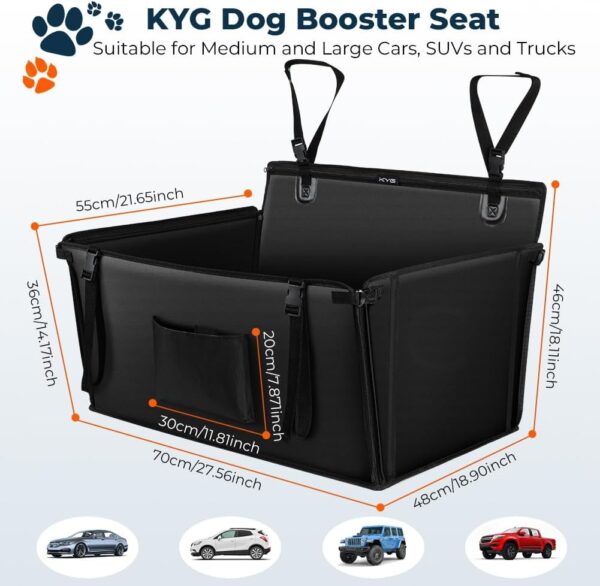 KYG Seggiolino auto per cani extra stabile, impermeabile, antiscivolo, antigraffio, con 4 cinghie di fissaggio, sedile posteriore per cani fino a 26 kg