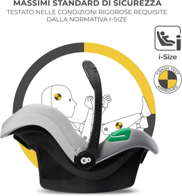 Kinderkraft MINK PRO i-Size 40-75 cm ovetto, seggiolino auto di nascita gruppo 0+, poggiatesta regolabile, inserto per i più piccoli, colore: grigio