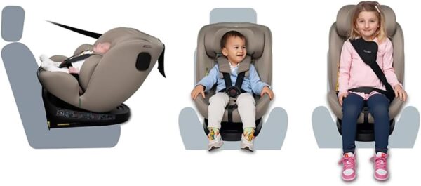 Foppapedretti Seggiolino Auto Circle I-Size, Seduta Girevole a 360°, per bambini da 40 a 150 cm di altezza, 0-12 anni, conforme ECE R129, Fissaggio Isofix e TopTether, Safe Body Protection, Carbon