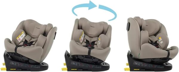 Foppapedretti Seggiolino Auto Circle I-Size, Seduta Girevole a 360°, per bambini da 40 a 150 cm di altezza, 0-12 anni, conforme ECE R129, Fissaggio Isofix e TopTether, Safe Body Protection, Carbon