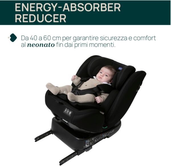 Chicco Unico Evo I-Size, Seggiolino Auto 0-36 Kg, omologato ECE R129/03, Isofix Girevole A 360° E Reclinabile, Gruppo 0+/1/2/3 Da 0 A 12 Anni