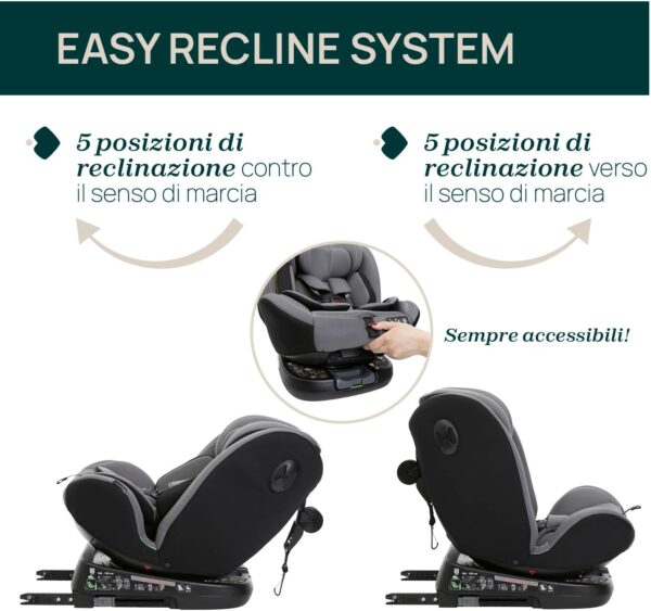 Chicco Unico Evo I-Size, Seggiolino Auto 0-36 Kg, omologato ECE R129/03, Isofix Girevole A 360° E Reclinabile, Gruppo 0+/1/2/3 Da 0 A 12 Anni