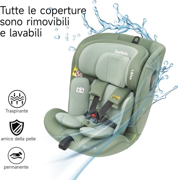 Jovikids i-Size 360° Girevole Seggiolino Auto 0-36 kg, Seggiolino Isofix Top Tether, ECE R129/E4 40-150cm dalla Nascita a Circa 12 anni