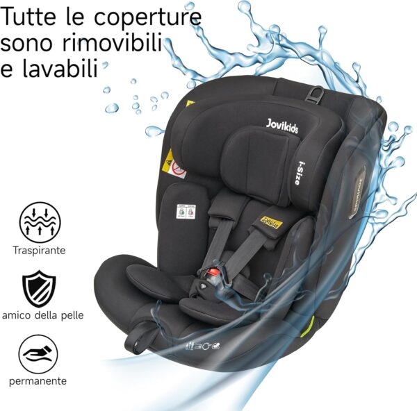 Jovikids i-Size 360° Girevole Seggiolino Auto 0-36 kg, Seggiolino Isofix Top Tether, ECE R129/E4 40-150cm dalla Nascita a Circa 12 anni