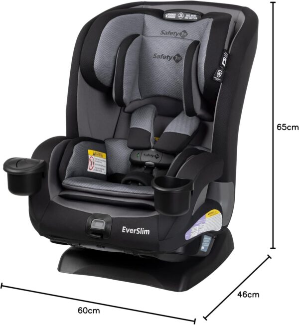 Safety 1st Everslim DLX - Seggiolino auto convertibile tutto in uno, 4 modalità di utilizzo: rivolto all'indietro, rivolto in avanti (22-65 libbre), booster per il posizionamento della cintura (40-100