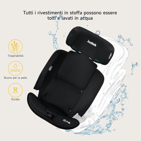 Jovikids i-Size Seggiolino Auto, 76-150cm da circa 15 mesi a 12 anni Seggiolino Isofix e Top Tether, Groupe 1/2/3 ECE R129, Reclinabile 5 posizioni