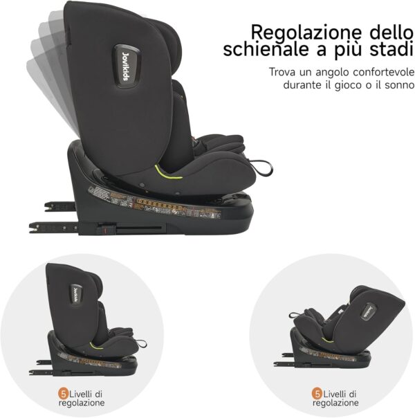 Jovikids i-Size 360° Girevole Seggiolino Auto 0-36 kg, Seggiolino Isofix Top Tether, ECE R129/E4 40-150cm dalla Nascita a Circa 12 anni