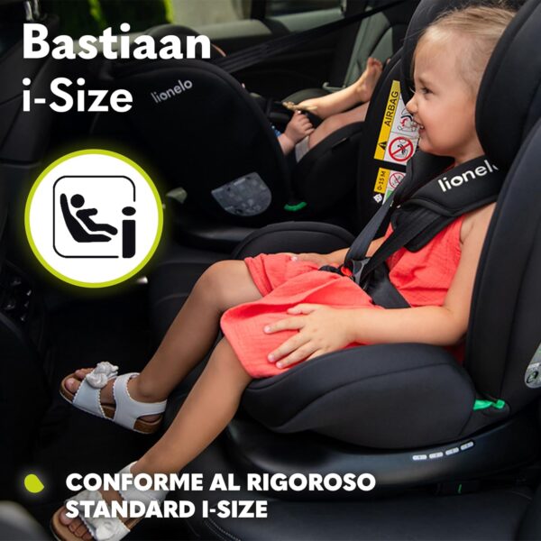 Lionelo Bastiaan i-Size Seggiolino Auto Evolutivo 4-in-1 per bambini 0-12 Anni (40-150 cm) ISOFIX, 21 Regolazioni, Girevole 360° Protezione Laterale, Nero Rosso