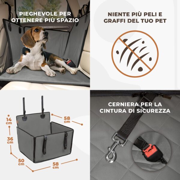 Seggiolino Auto Extra Stabile per Cani di Piccole e Medie Dimensioni - Seggiolino Cane Auto Rinforzato con 4 Cinghie di Fissaggio - Trasportino per Cani Auto Impermeabile per Sedile Posteriore