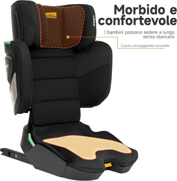 Jovikids i-Size Seggiolino Auto ISOFIX, Pieghevole Alzatina Auto per Bambini ECE R129, circa 3-12 anni/100-150cm, Altezza e larghezza regolabili