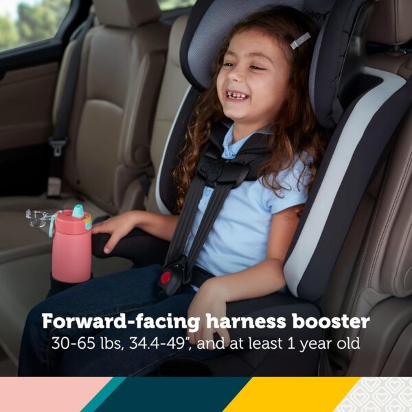 Safety 1st Boost-and-Go All-in-1 Harness Booster seggiolino auto, 3 in 1 Booster per uso esteso: imbracatura rivolta in avanti, booster per il posizionamento della cintura posteriore alta e booster