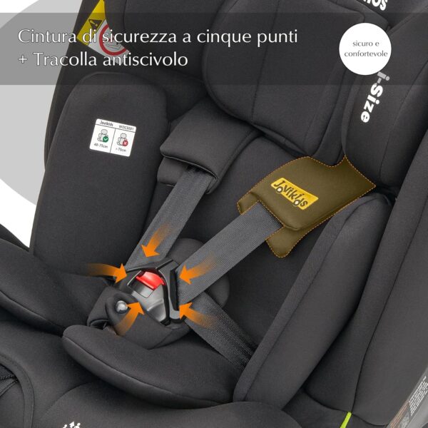 Jovikids i-Size 360° Girevole Seggiolino Auto 0-36 kg, Seggiolino Isofix Top Tether, ECE R129/E4 40-150cm dalla Nascita a Circa 12 anni