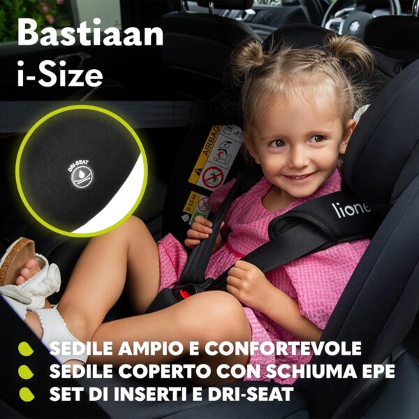 Lionelo Bastiaan i-Size Seggiolino Auto Evolutivo 4-in-1 per bambini 0-12 Anni (40-150 cm) ISOFIX, 21 Regolazioni, Girevole 360° Protezione Laterale, Nero Rosso