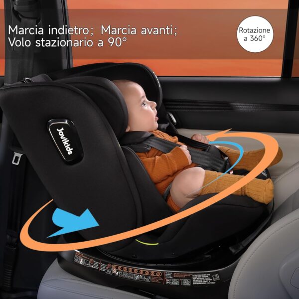 Jovikids i-Size 360° Girevole Seggiolino Auto 0-36 kg, Seggiolino Isofix Top Tether, ECE R129/E4 40-150cm dalla Nascita a Circa 12 anni