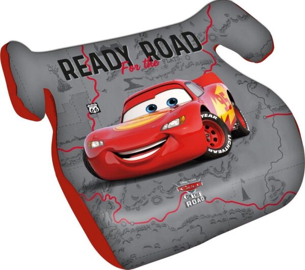 Disney Cars Seggiolino Alzabimbo auto per la sicurezza dei bambini con altezza da 126 a 150 cm con grafica su fondo grigio, alzatina per auto, rialzo, seduta per bambini