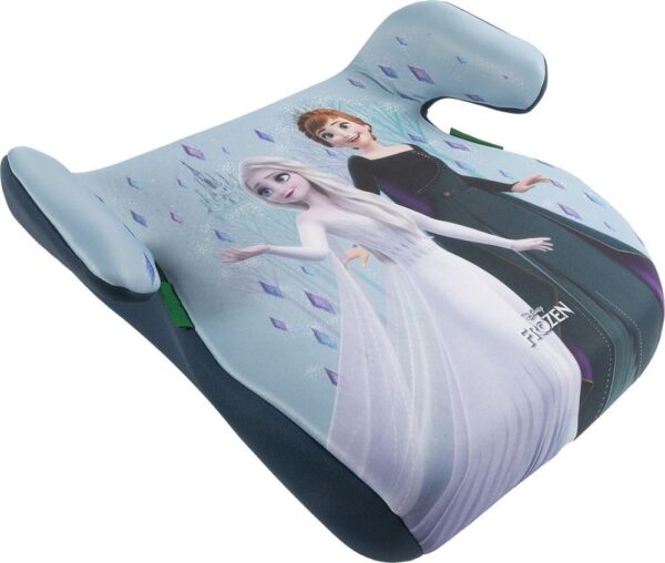 Disney Frozen Seggiolino alzatina auto i-Size ECE R129/03. Alzabimbo per la sicurezza dei bambini con altezza da 126 a 150 cm. Rialzo con grafiche di Elsa e Anna, seduta per bimbi su fondo azzurro.