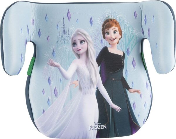 Disney Frozen Seggiolino alzatina auto i-Size ECE R129/03. Alzabimbo per la sicurezza dei bambini con altezza da 126 a 150 cm. Rialzo con grafiche di Elsa e Anna, seduta per bimbi su fondo azzurro.