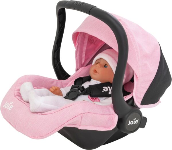 Joie Junior I-GEMM - Seggiolino auto per bambole, comodo da portare con sé, seggiolino auto da viaggio con portaoggetti, cinghia integrata per bambole fino a 45 cm, carrozzine, passeggini e accessori