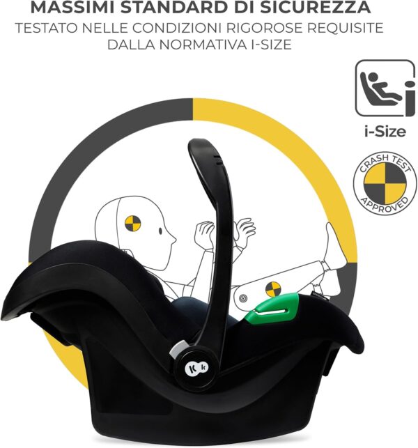 Kinderkraft MINK PRO i-Size - Ovetto, 40-75 cm, per nascita, gruppo 0+, poggiatesta regolabile, inserto per i più piccoli, colore: Nero