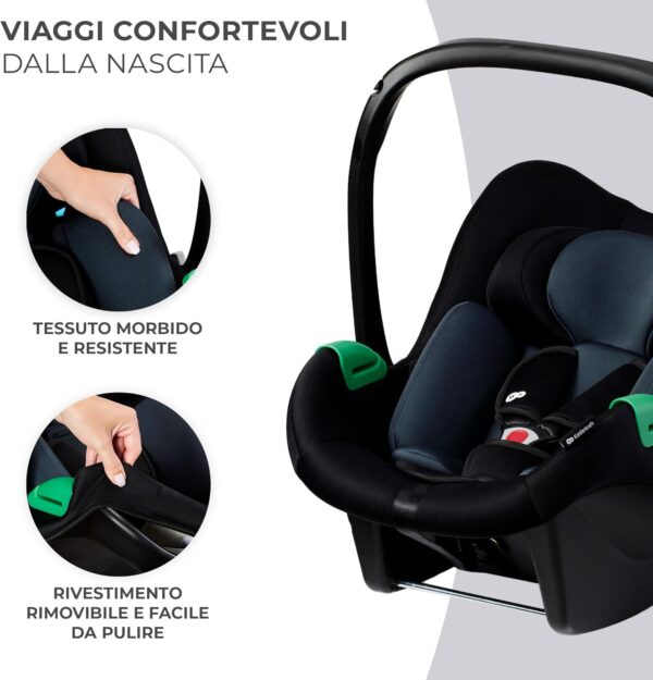 Kinderkraft MINK PRO i-Size - Ovetto, 40-75 cm, per nascita, gruppo 0+, poggiatesta regolabile, inserto per i più piccoli, colore: Nero