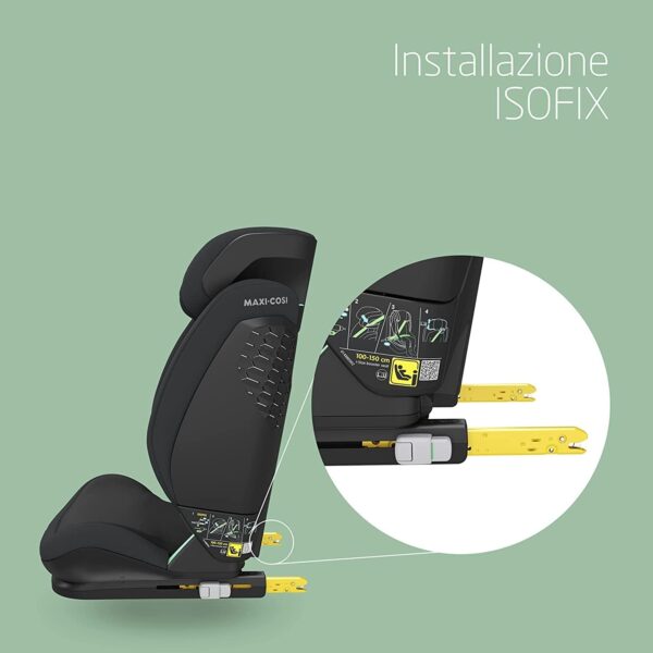 Maxi-Cosi RodiFix S i-Size, Seggiolino Auto ISOFIX Reclinabile in 3 Posizioni, 3,5-12 Anni (100-150 cm), Regolabile in Altezza/Larghezza, Protection G-CELL, Tecnologia AirProtect, Basic Grey