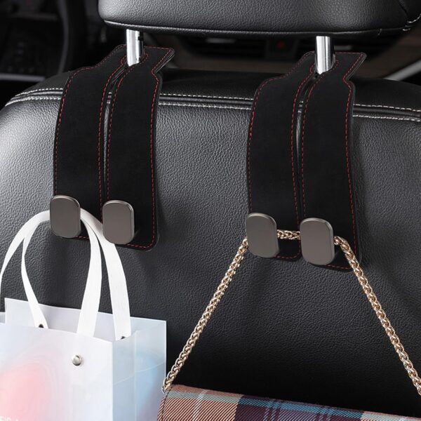 Euleryoo 2PCS Gancio per poggiatesta auto, ganci per borsa per seggiolino auto, ganci per borsa per poggiatesta doppi e supporto per telefono cellulare (nero) - Image 4