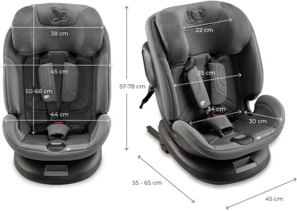 Kinderkraft XPEDITION3 I-SIZE 40-150 cm, Seggiolino auto 0-36 kg, 360 girevole, Isofix Base, Reclinabile Posizione sdraiata, Poggiatesta regolabile, Gruppo 0 1 2 3, SPS+, H-GUARD+, Grigio - Image 15