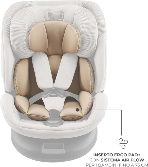 Kinderkraft XPEDITION3 I-SIZE 40-150 cm, Seggiolino auto 0-36 kg, 360 girevole, Isofix Base, Reclinabile Posizione sdraiata, Poggiatesta regolabile, Gruppo 0 1 2 3, SPS+, H-GUARD+, Beige - Image 10