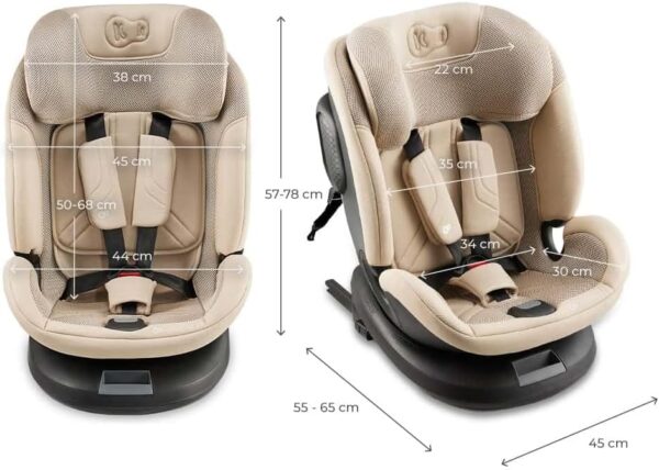 Kinderkraft XPEDITION3 I-SIZE 40-150 cm, Seggiolino auto 0-36 kg, 360 girevole, Isofix Base, Reclinabile Posizione sdraiata, Poggiatesta regolabile, Gruppo 0 1 2 3, SPS+, H-GUARD+, Beige - Image 15