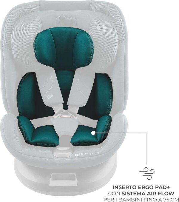 Kinderkraft XPEDITION3 I-SIZE 40-150 cm, Seggiolino auto 0-36 kg, 360 girevole, Isofix Base, Reclinabile Posizione sdraiata, Poggiatesta regolabile, Gruppo 0 1 2 3, SPS+, H-GUARD+, Verde - Image 10