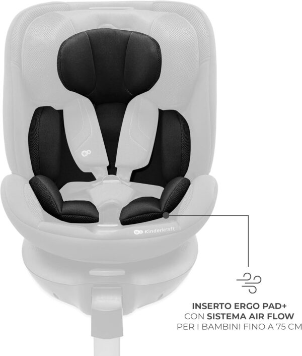 Kinderkraft XRIDER2 Seggiolino auto 0-21 kg, I-SIZE 40-150 cm, Seggiolino 360 girevole, con Isofix Base, Reclinabile Posizione sdraiata, FWF, RWF, reclining, Nero - Image 10